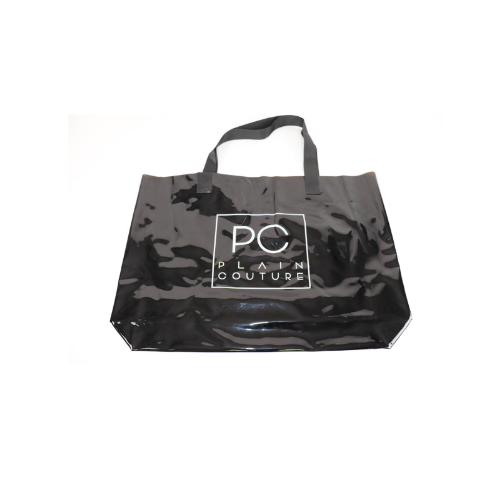 JET BLACK TRANSPARENT PVC CARRIER BAG