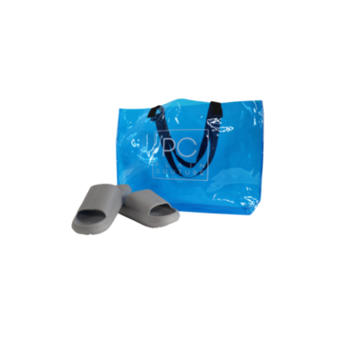 COBALT BLUE TRANSPARENT PVC CARRIER BAG