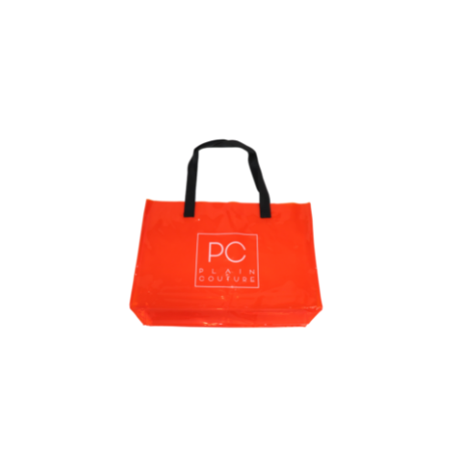 RED-ORANGE TRANSPARENT PVC CARRIER BAG